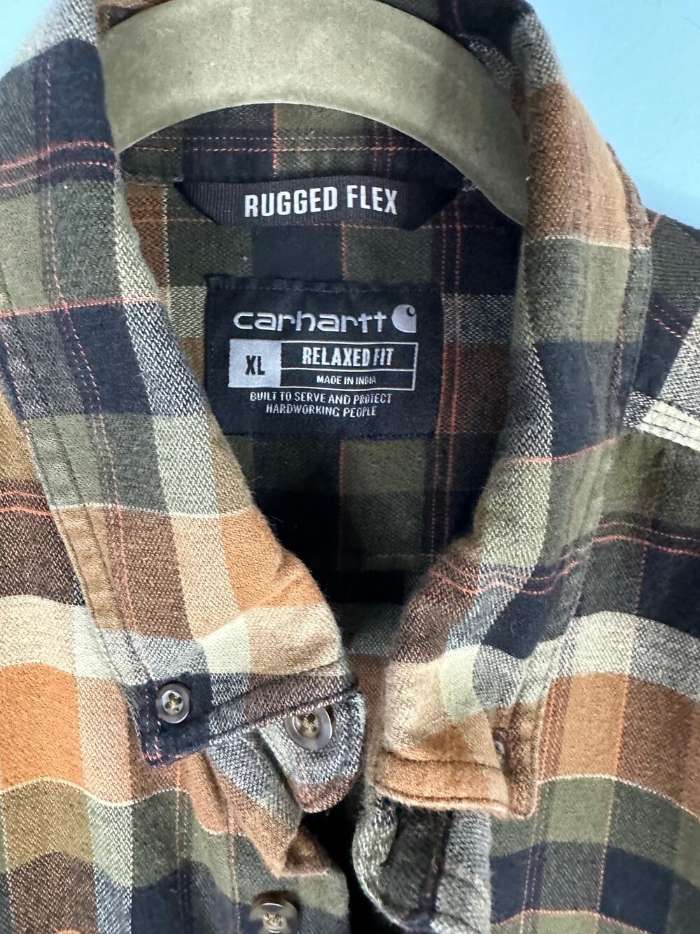 Carhartt Rugged Flex Flannel Shirt Mens Relaxed Fit Midweight Size XL Workwear